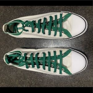 Converse White Green Double Tongue Double Laces Shoe Vintage RARE